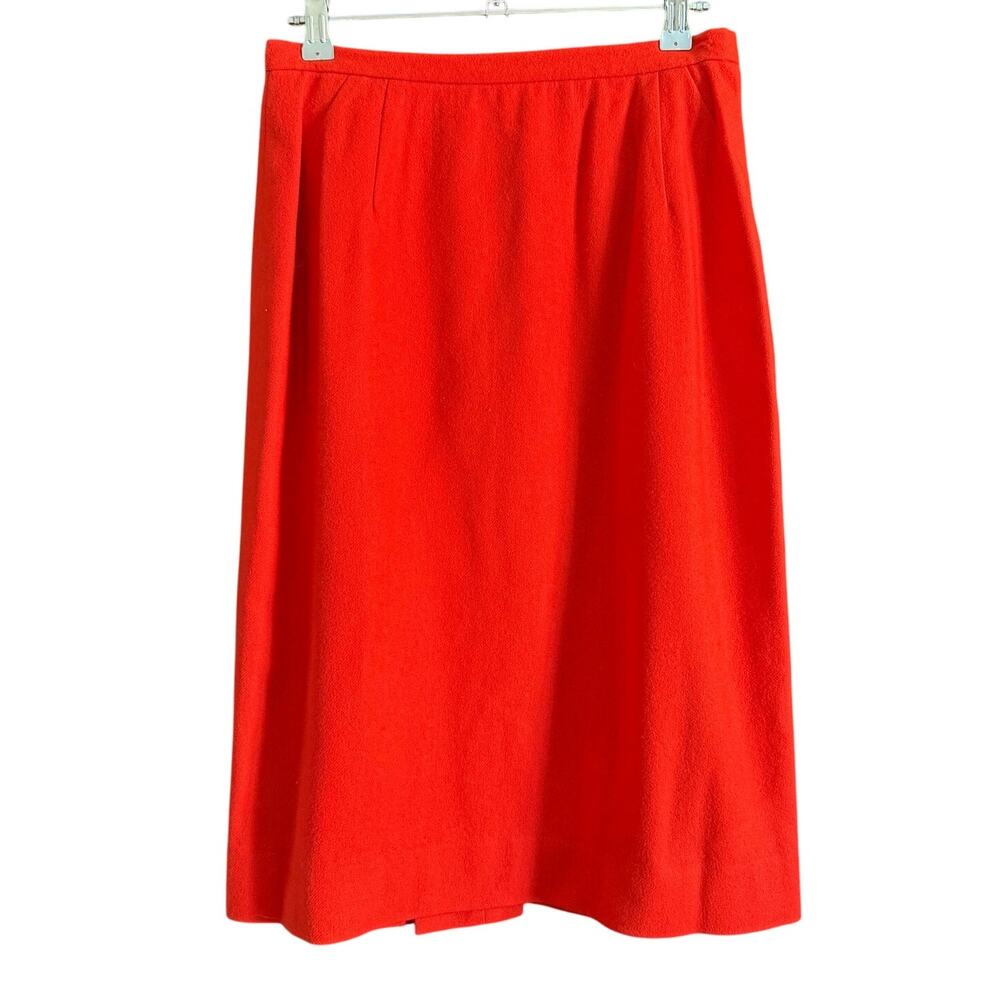 1960s Vintage | GARLAND Orange Wool Straight Column Skirt | Approx Size 4